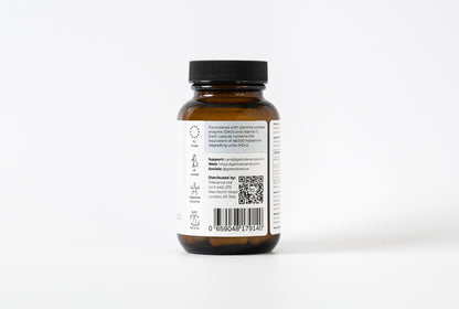 Tolerance Aperitif DAO enzyme supplement jar for histamine intolerance, 30 capsules, side label with barcode